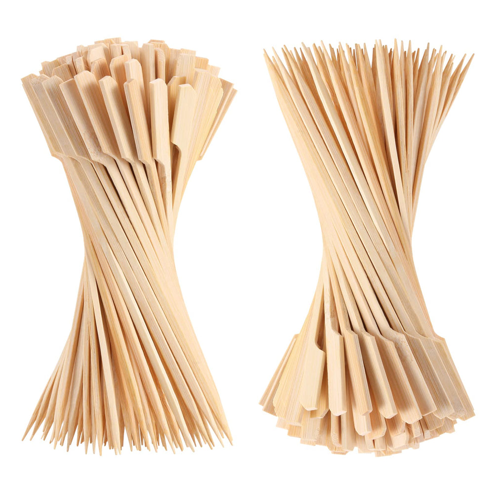 BBQStyle bamboo skewers with fruits and mini burgers