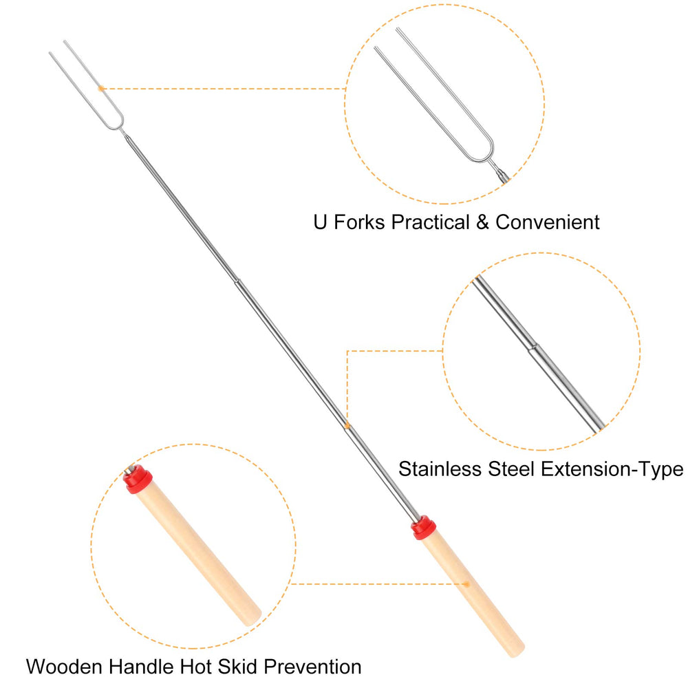 BBQStyle roasting sticks displayed with roasted marshmallows