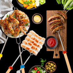BBQStyle roasting sticks with vibrant colour-coded handles