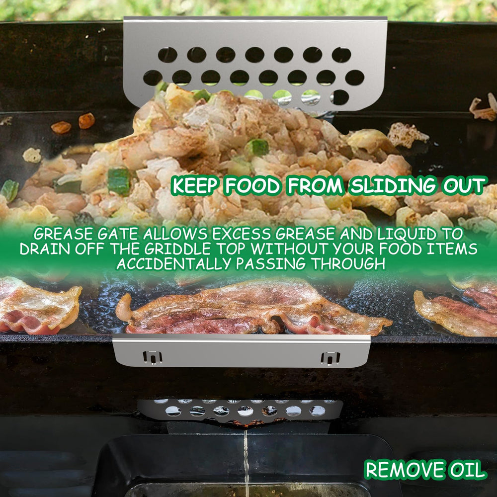 BBQTIDER Grilling Grease Gate Blocker in use during barbecue