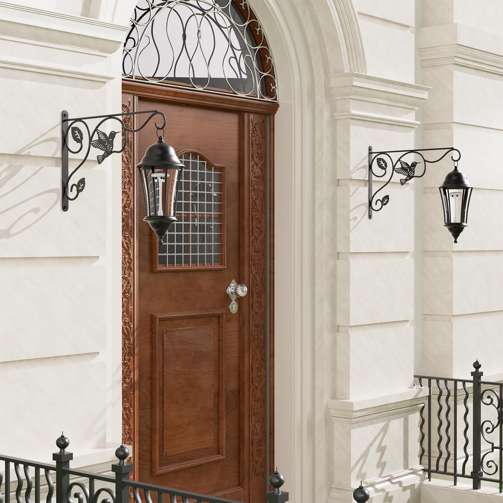 BBTFAA black plant hook with decorative lantern
