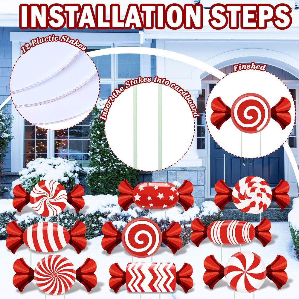 BBTO Candy Cane Yard Signs set with stakes