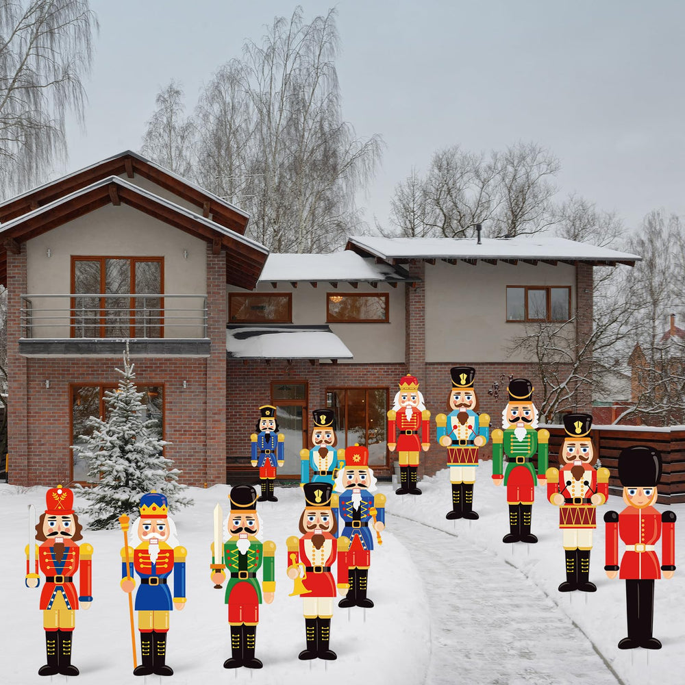 BBTO Christmas Nutcracker Yard Sign displayed in a garden setting