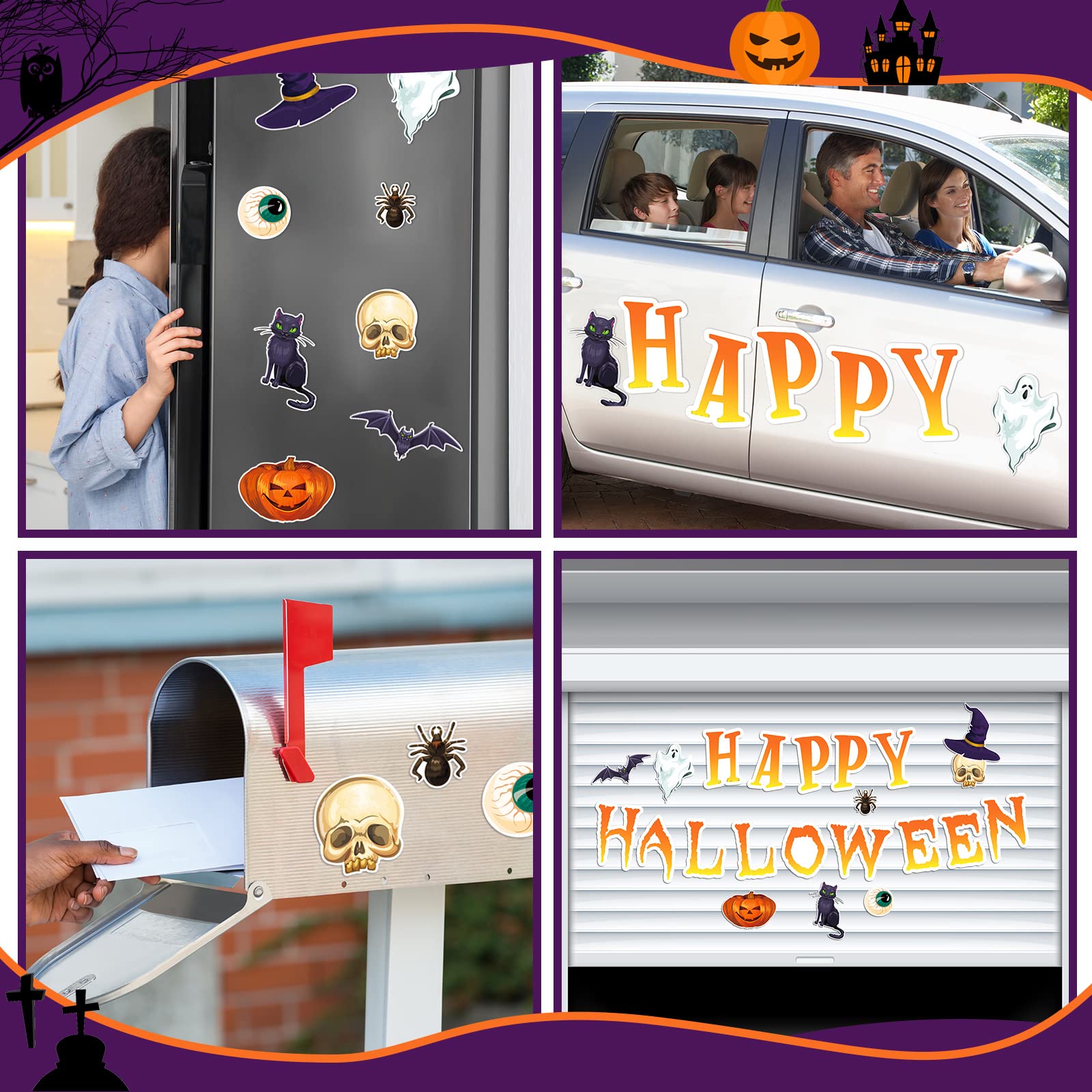 BBTO Halloween garage door magnets showcasing letter styles