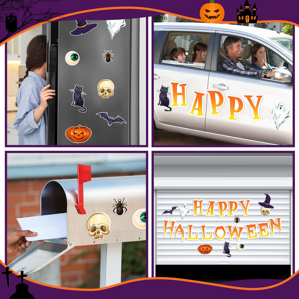 BBTO Halloween garage door magnets showcasing letter styles
