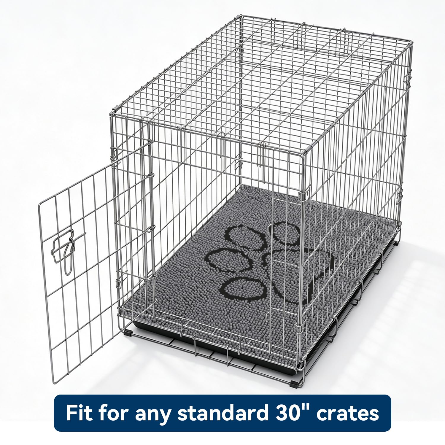 Bcoimo Chenille Doormat next to dog bowl