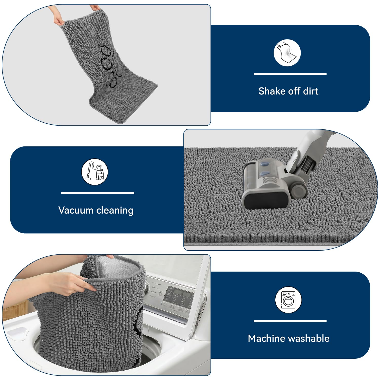 Bcoimo Chenille Doormat rolled up for storage