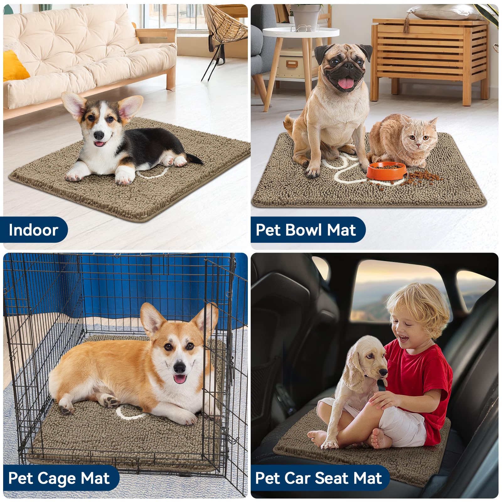 Bcoimo Dog Door Mat 30"x20" absorbent surface detail
