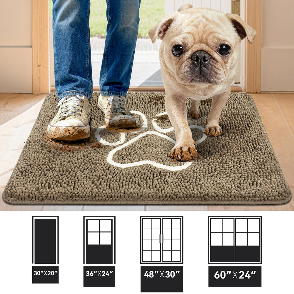 Bcoimo Dog Door Mat 30"x20" showing soft chenille texture