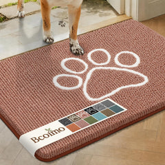 Bcoimo Dog Door Mat 36"x24" in Heather Brown with Paw Design