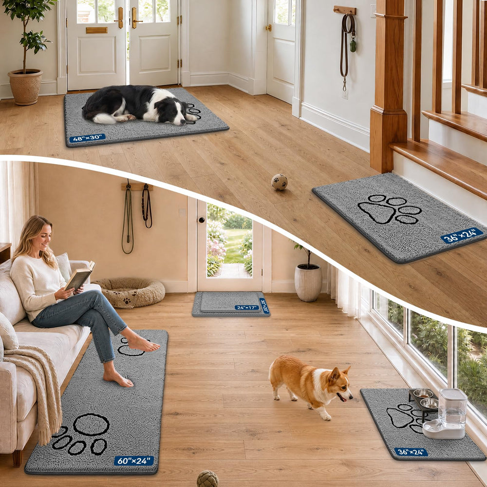 Bcoimo Dog Door Mat 60"x24" Soft Chenille Material Close-Up