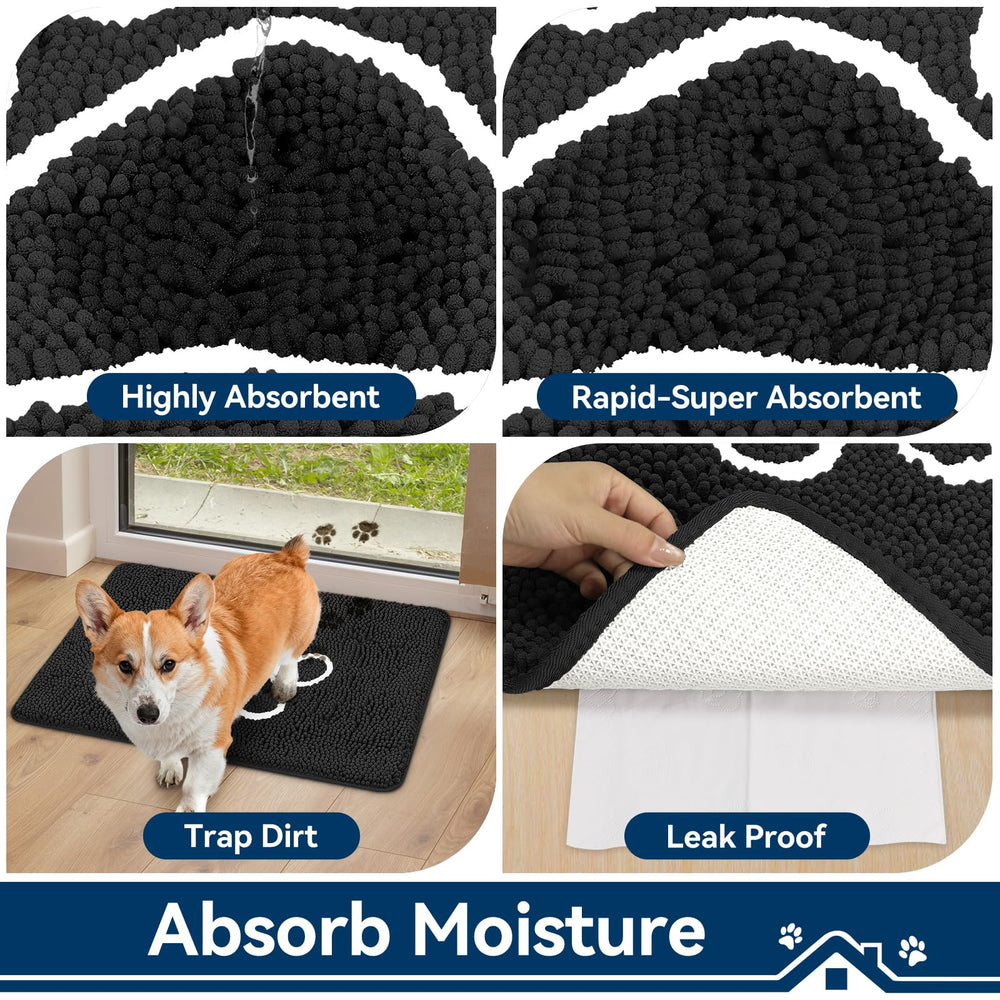 Bcoimo Dog Door Mat absorbing water from muddy paws