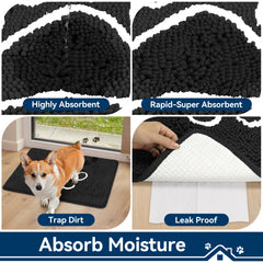 Bcoimo Dog Door Mat absorbing water from muddy paws