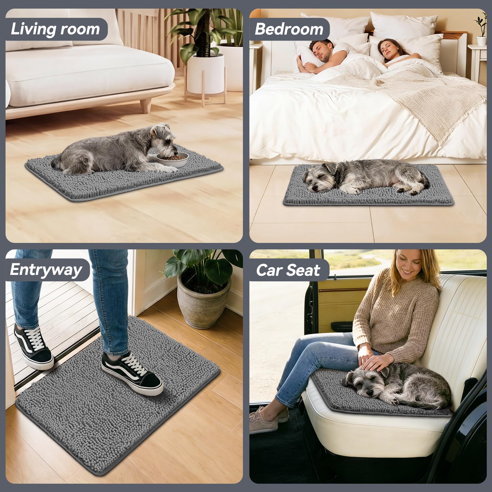 Bcoimo Dog Door Mat in a kitchen setting