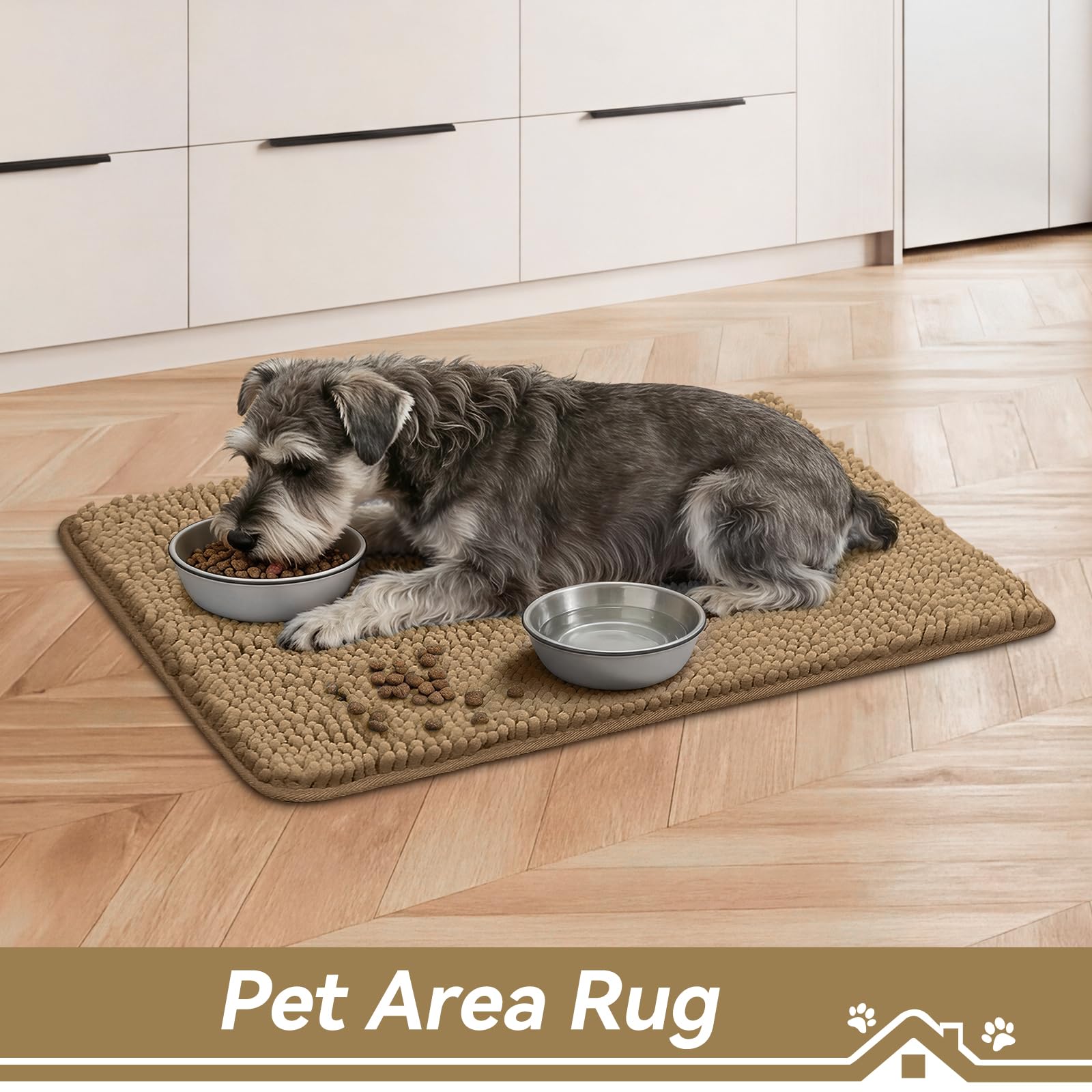 Bcoimo Dog Door Mat in an entryway setting