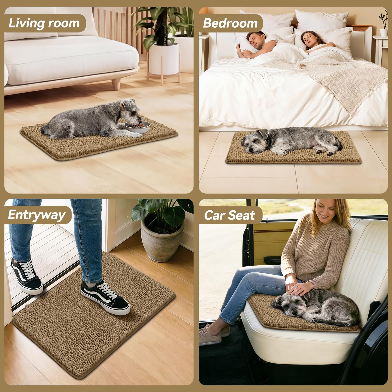 Bcoimo Dog Door Mat paw embroidery detail