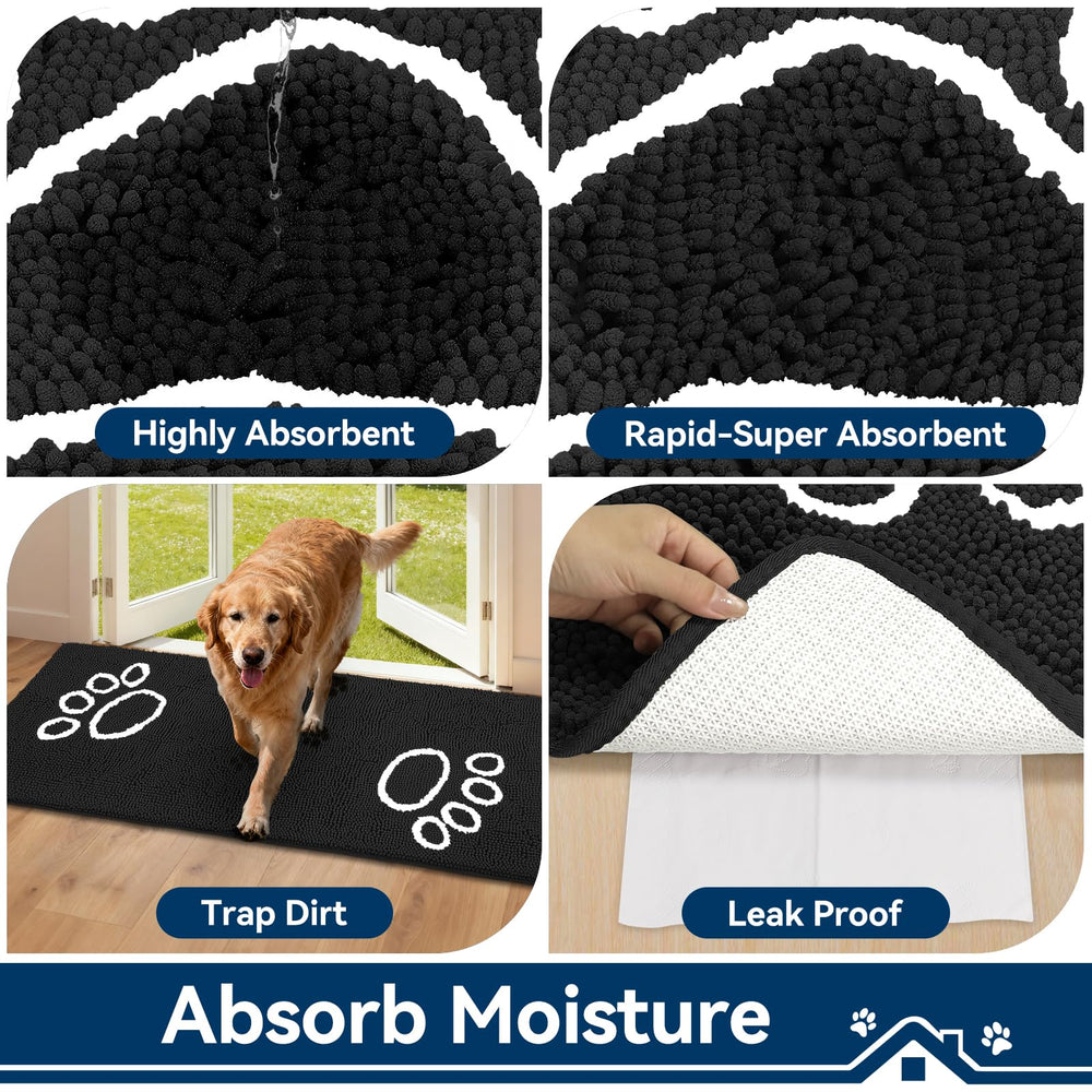 Bcoimo Dog Door Mat with non-slip backing displayed on clean floor