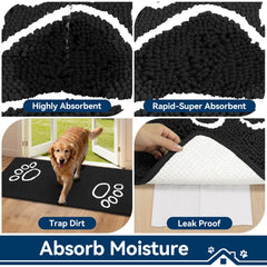 Bcoimo Dog Door Mat with non-slip backing displayed on clean floor