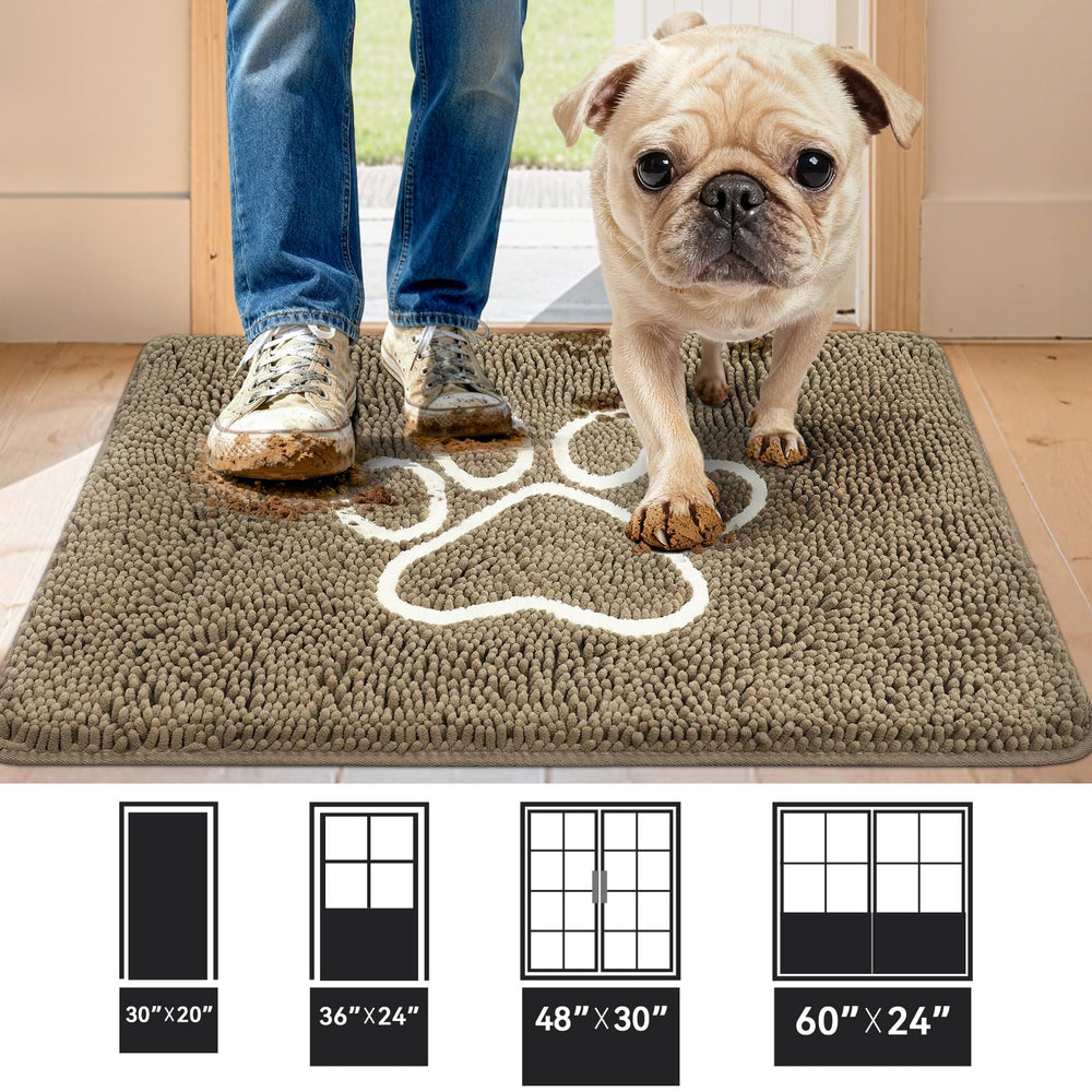 Bcoimo Dog Mat beige with paw design, side view