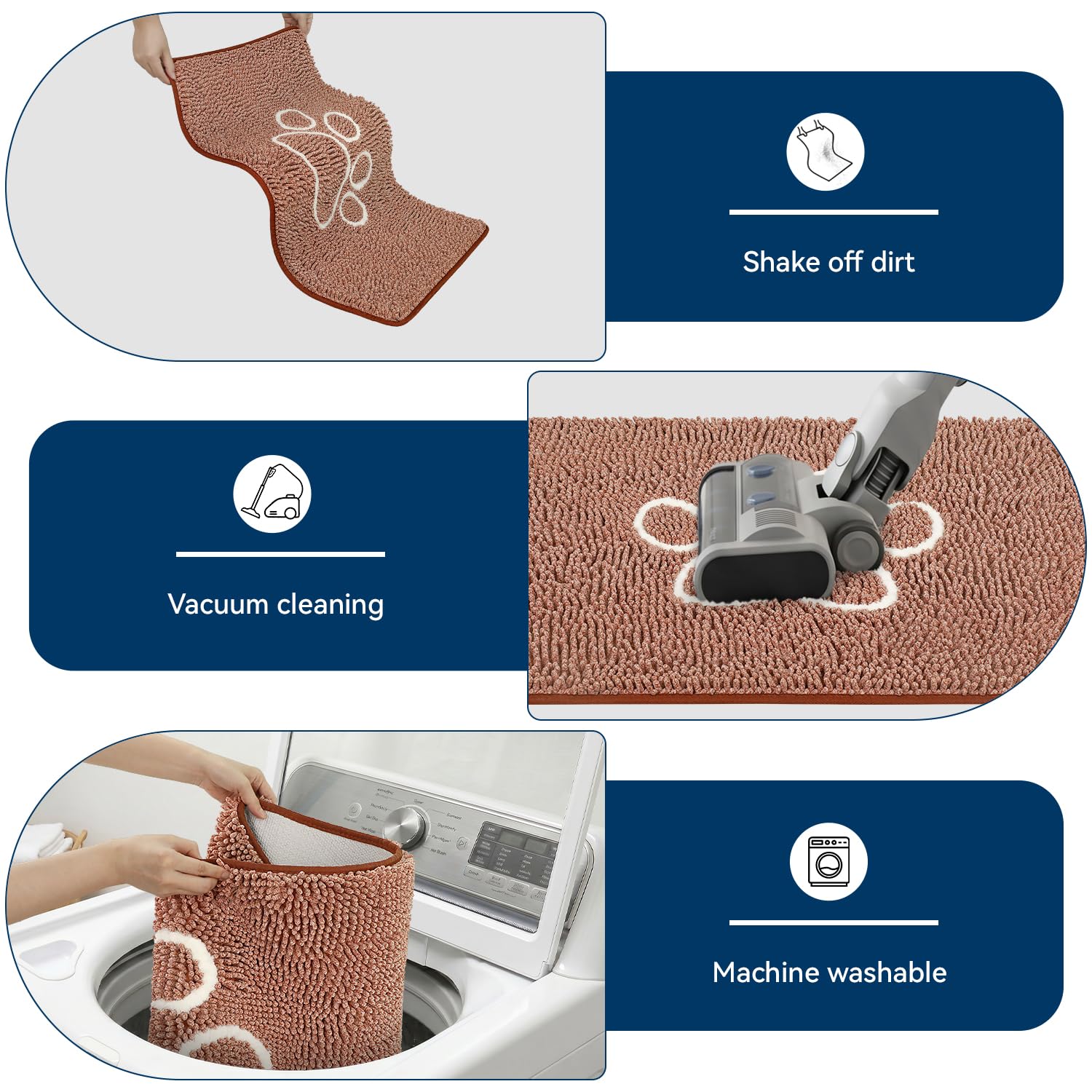 Bcoimo dog mat showcasing its absorbent chenille surface