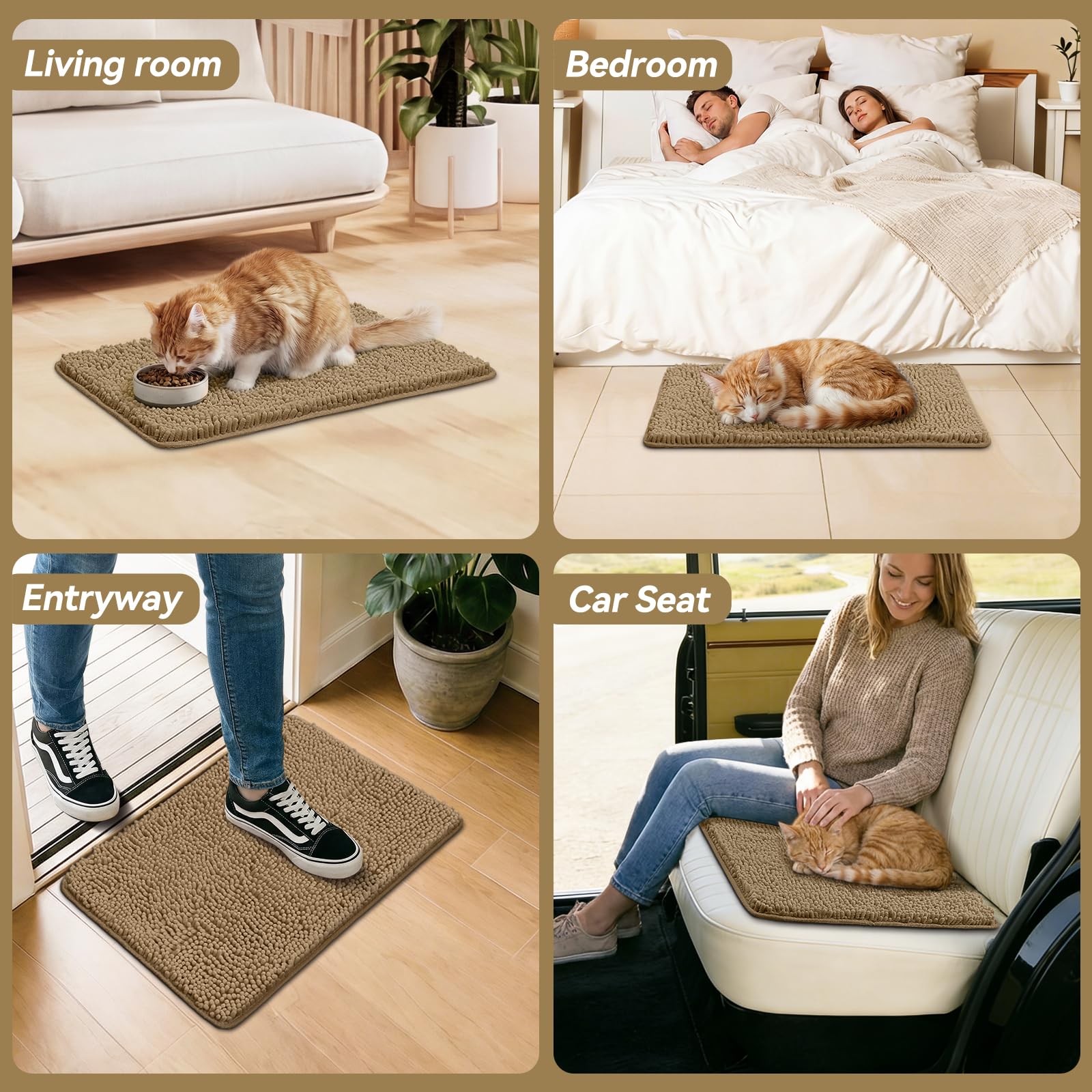 Bcoimo machine washable cat door mat being cleaned