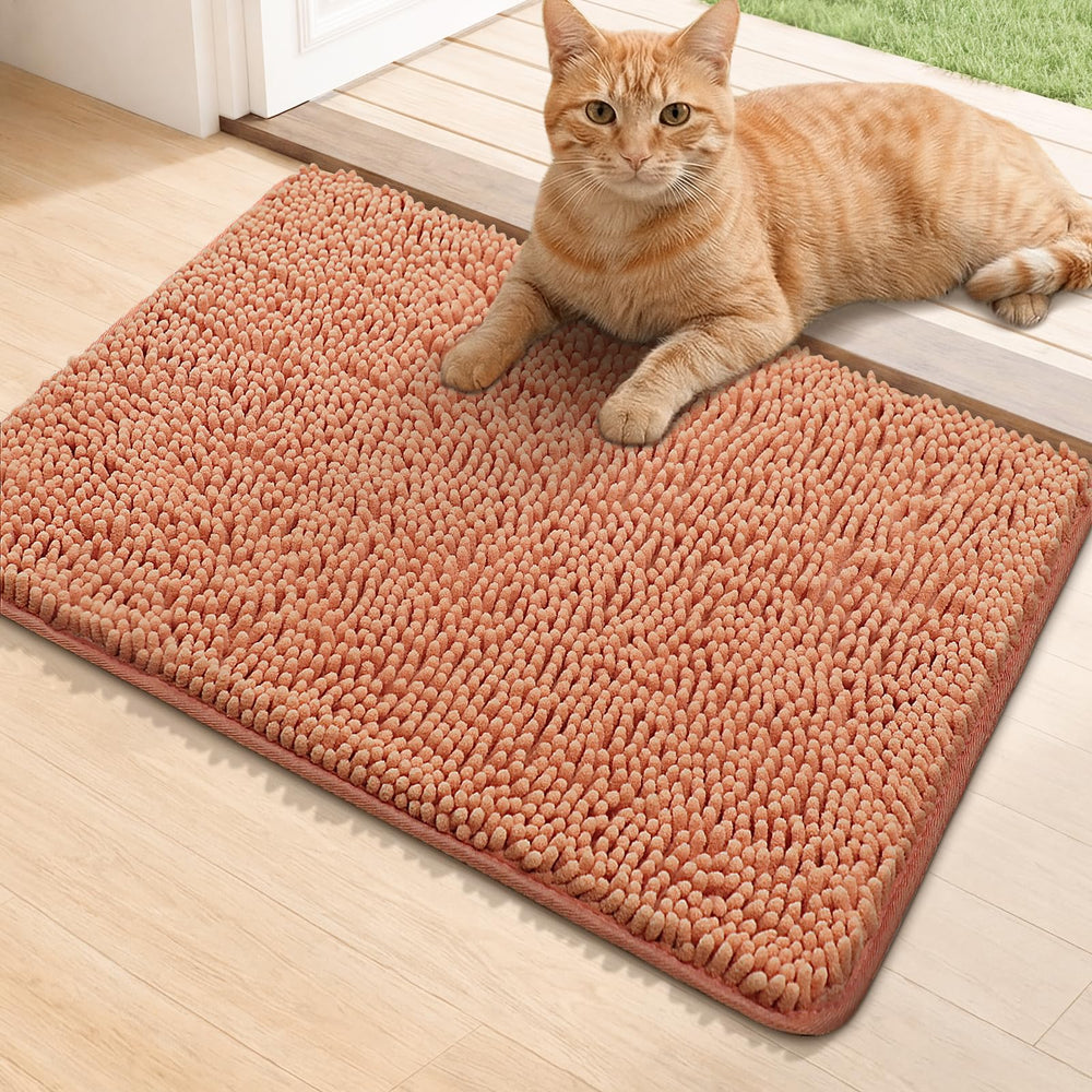 Bcoimo Super Absorbent Cat Door Mat in peach colour front view