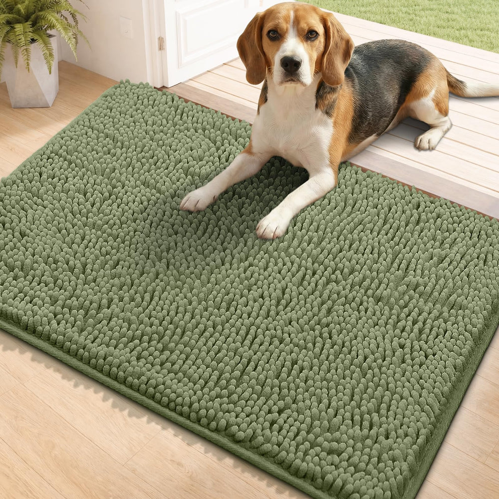 Bcoimo Super Absorbent Dog Door Mat in sage colour, front view