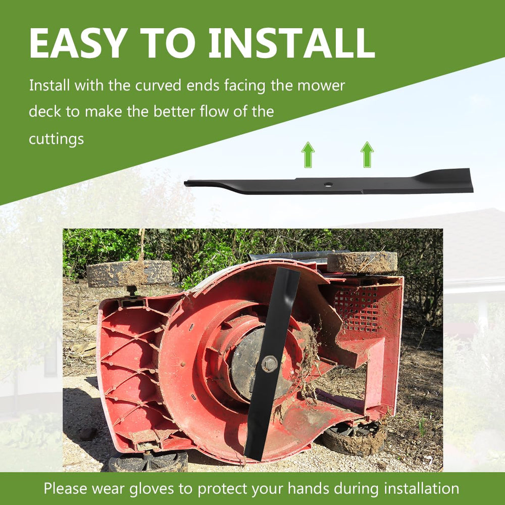 BCQNXX High Lift Mower Blades in a garden setting