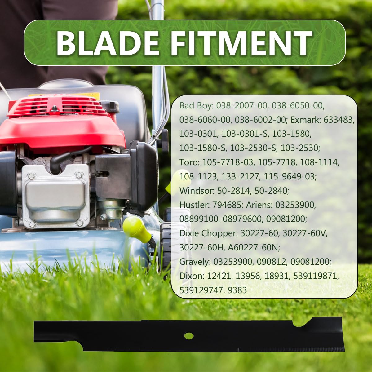 BCQNXX High Lift Mower Blades installed on mower