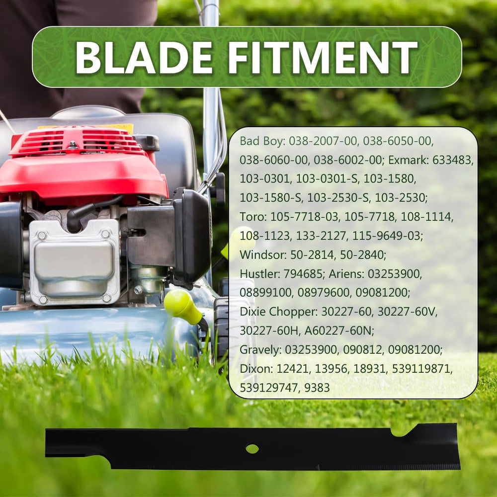 BCQNXX High Lift Mower Blades installed on mower