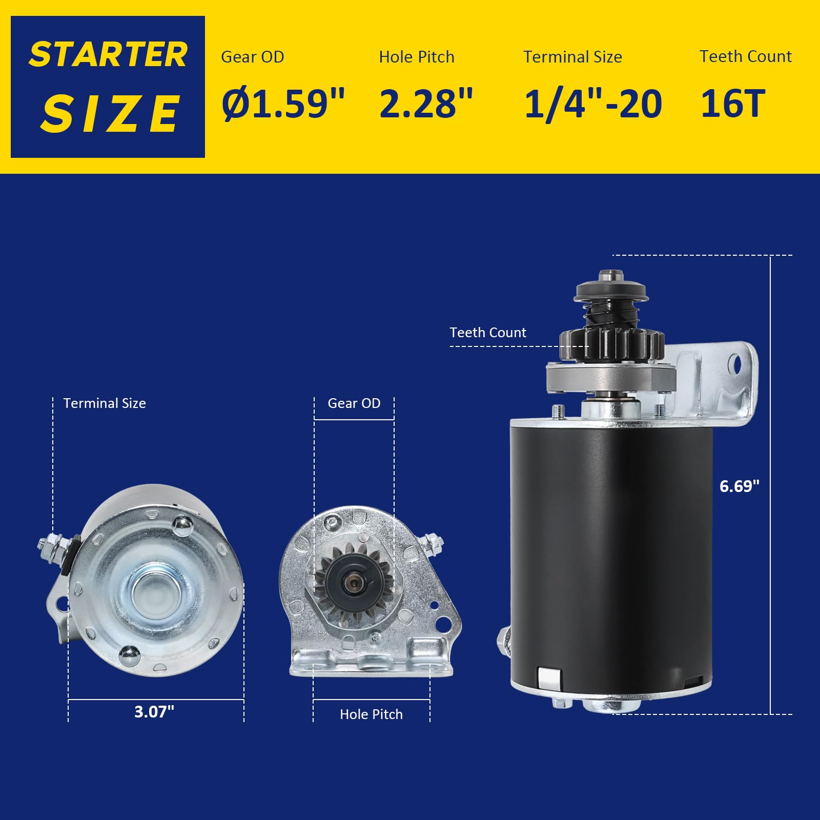 BDELI Steel Gear Starter with reference numbers
