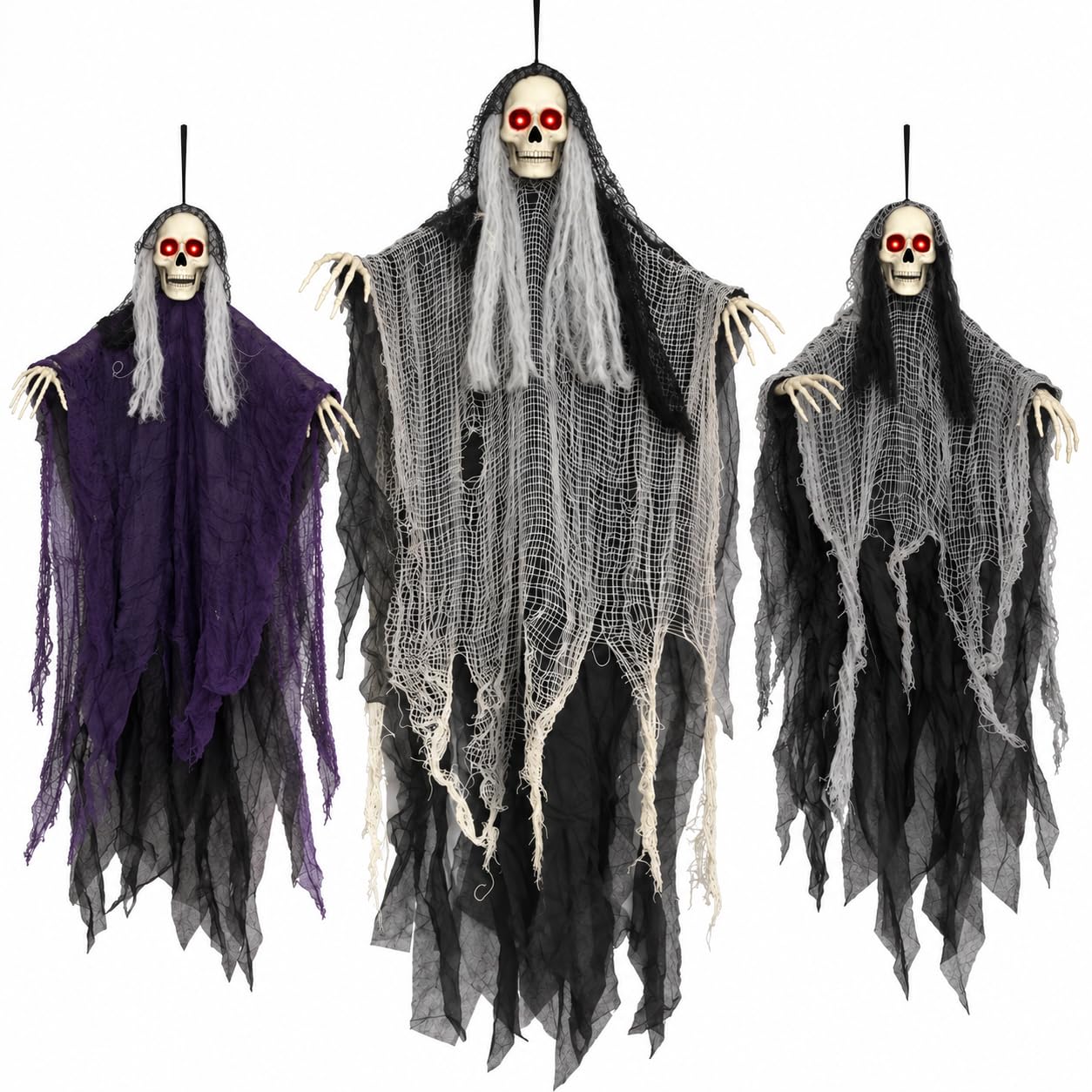 BDHN Halloween Decorations 53-inch ghost with glowing eyes front view