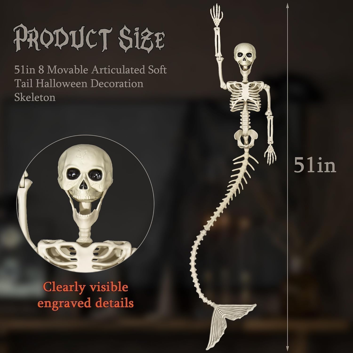 BEABOO mermaid skeleton side view with posable joints
