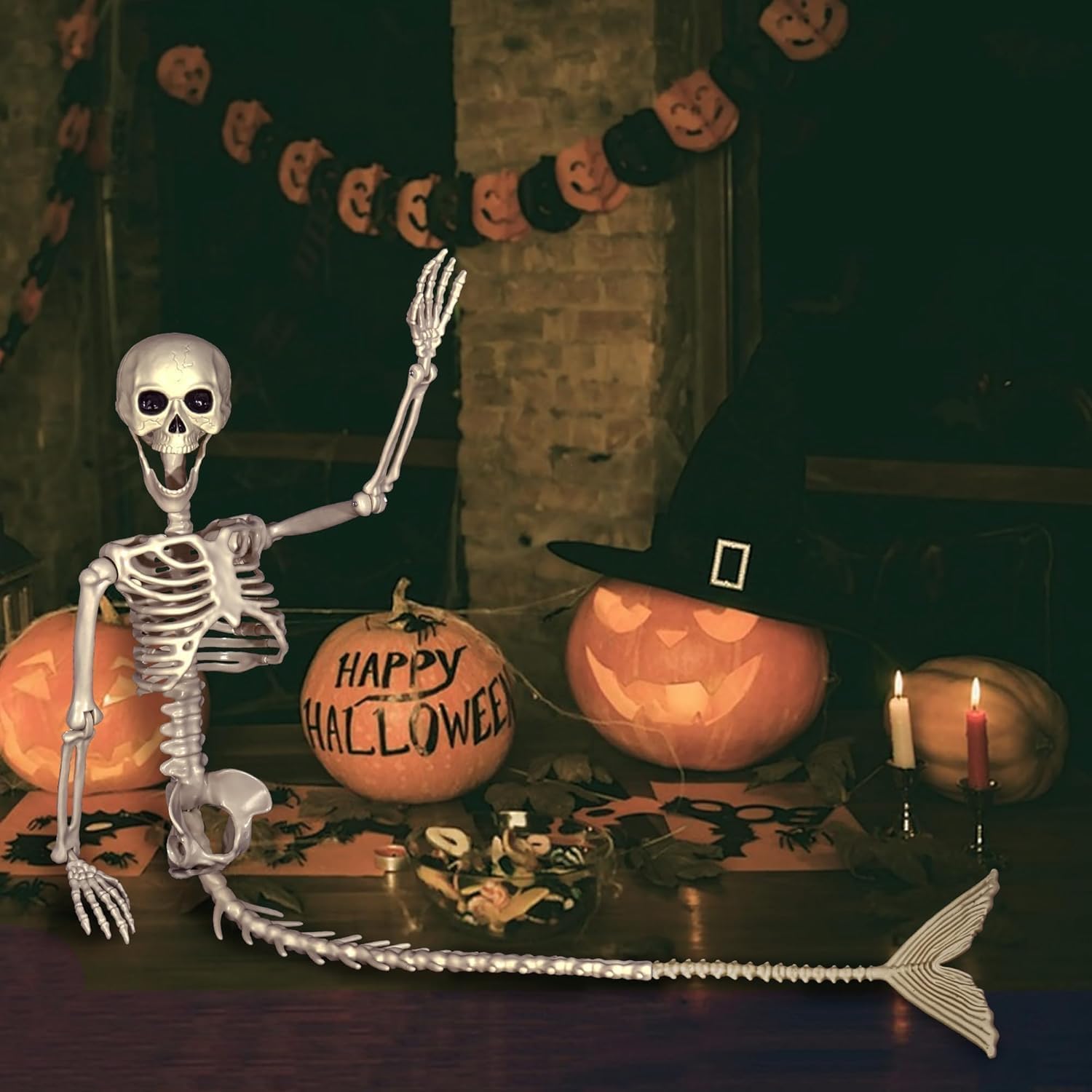 BEABOO mermaid skeletons displayed in garden decor