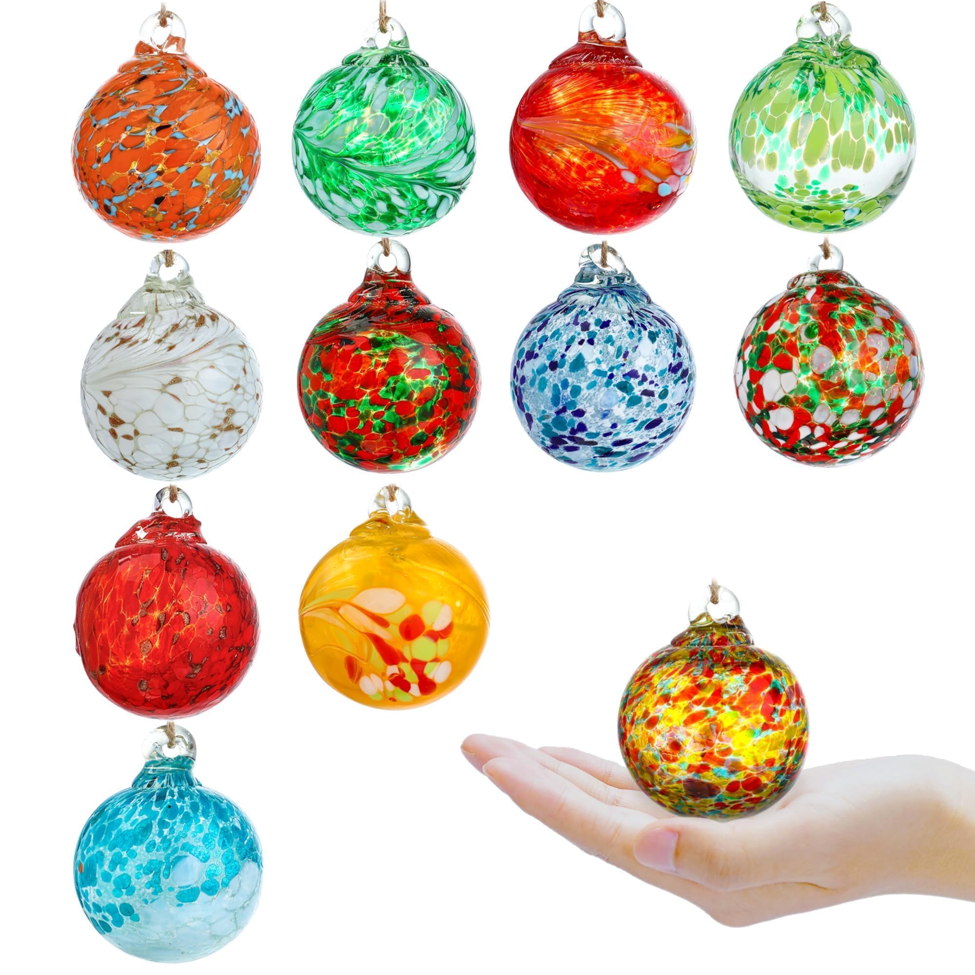 Beautifully arranged KRISININE glass ball ornaments on a table