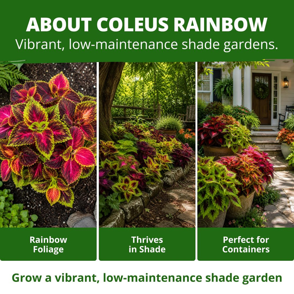 Beautifully arranged Rainbow Mix Coleus plants in pots