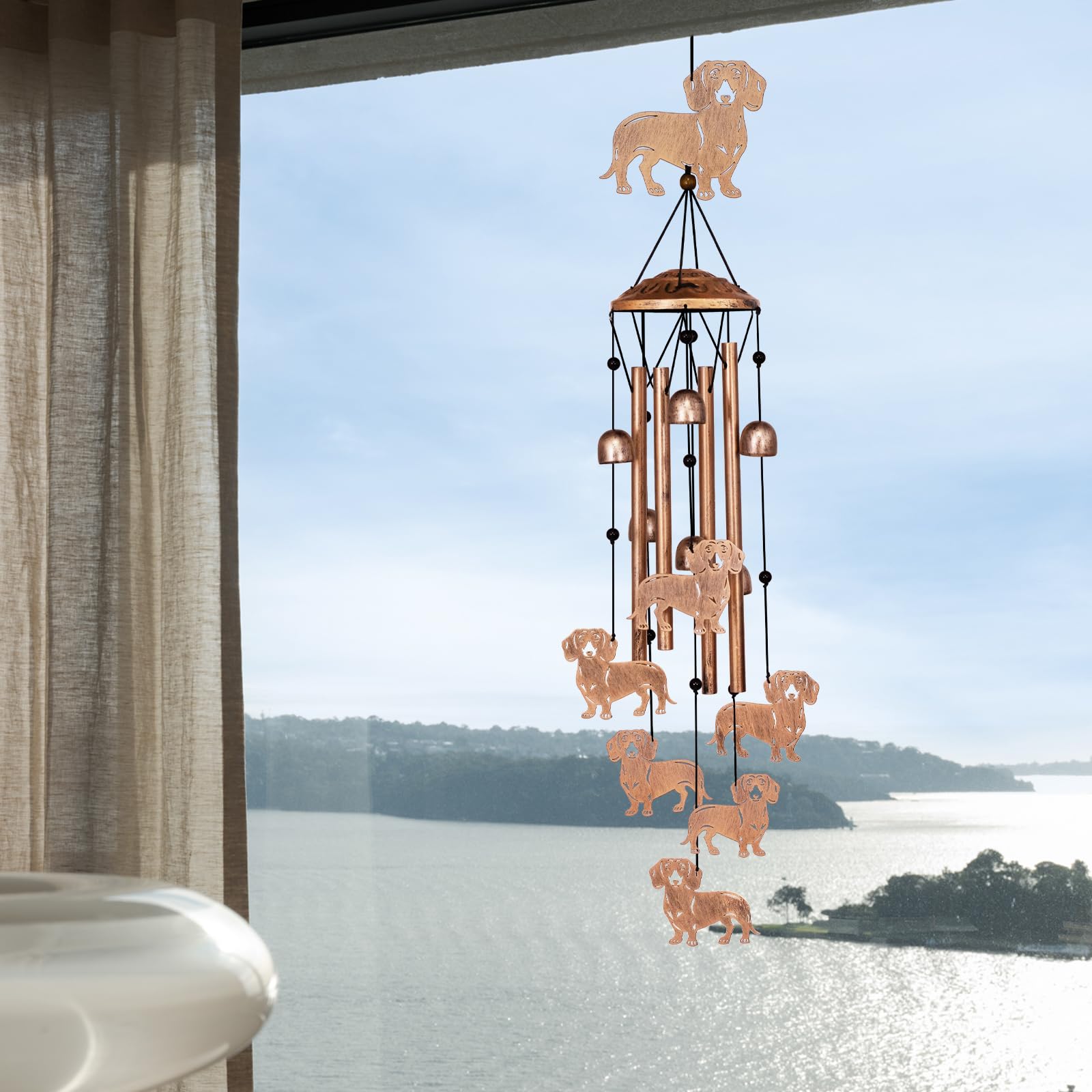 Beautifully crafted dachshund wind chimes with vintage design
