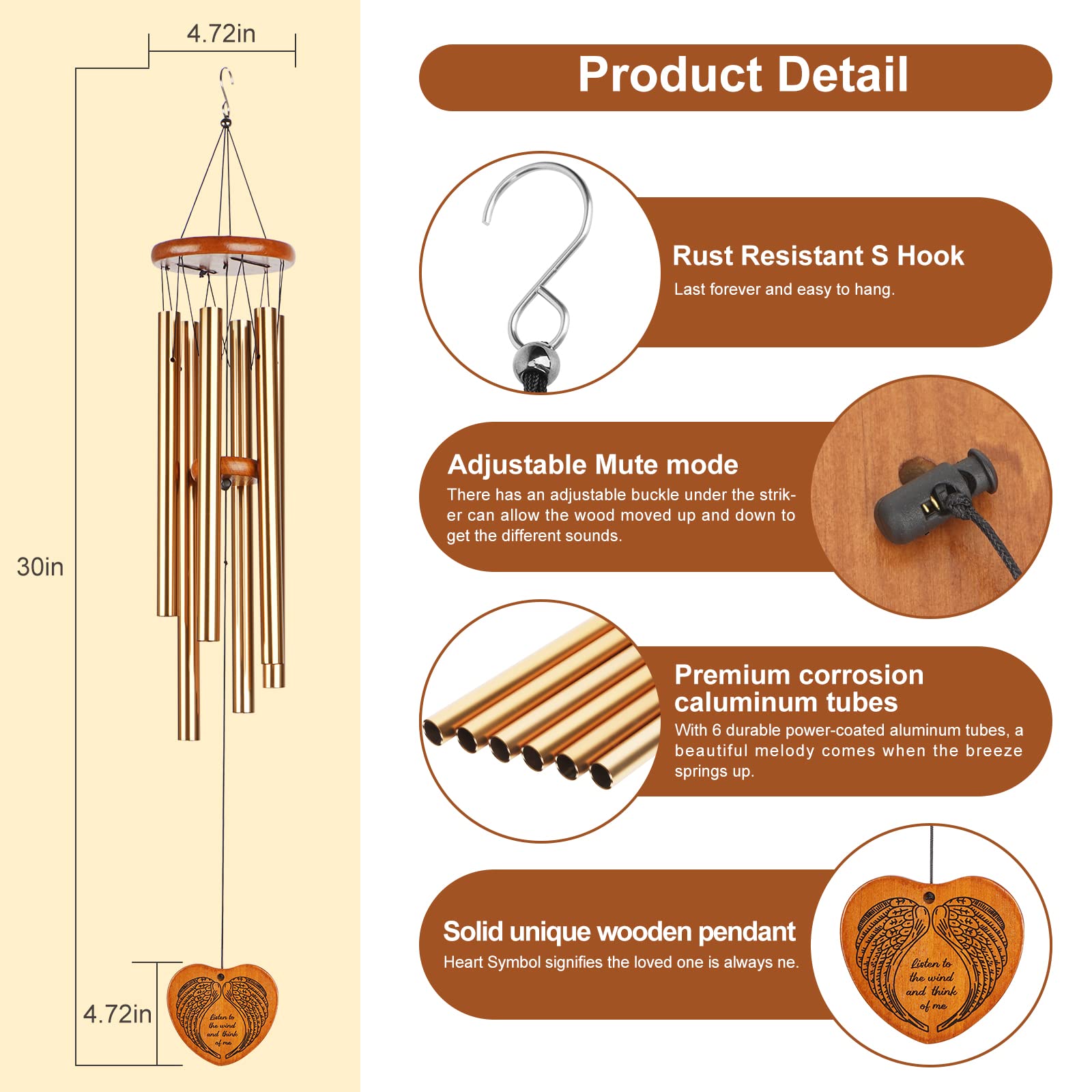 beboligh wind chimes heart-shaped wind catcher close-up