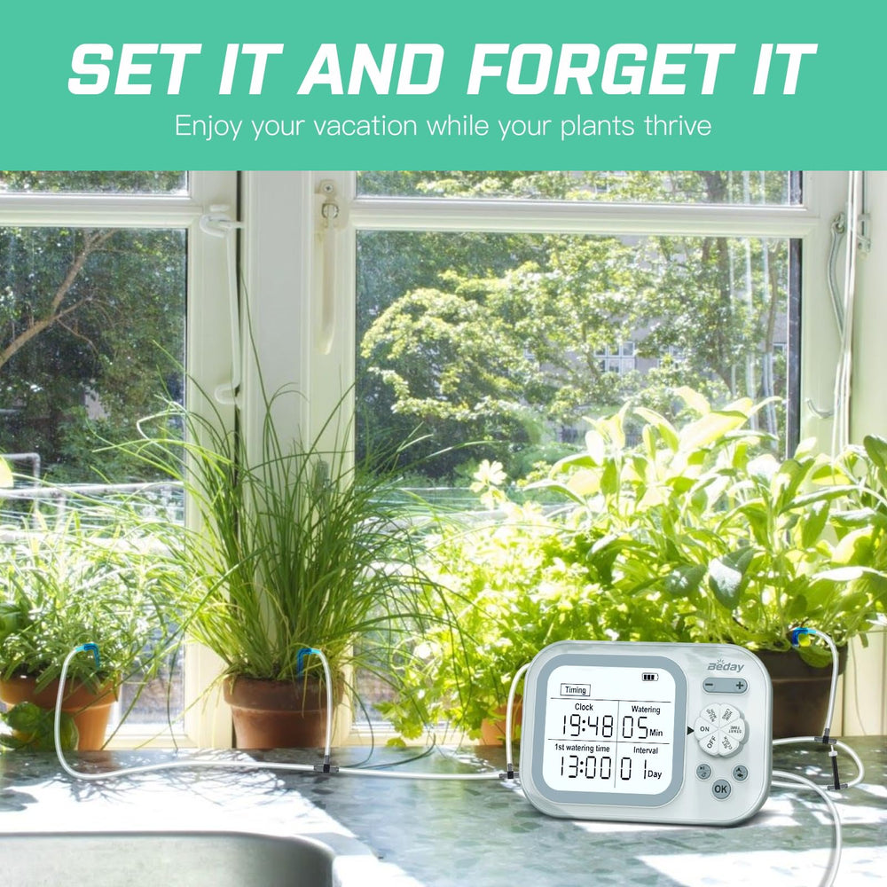 beday Automatic Plant Waterer showing setup with multiple pots