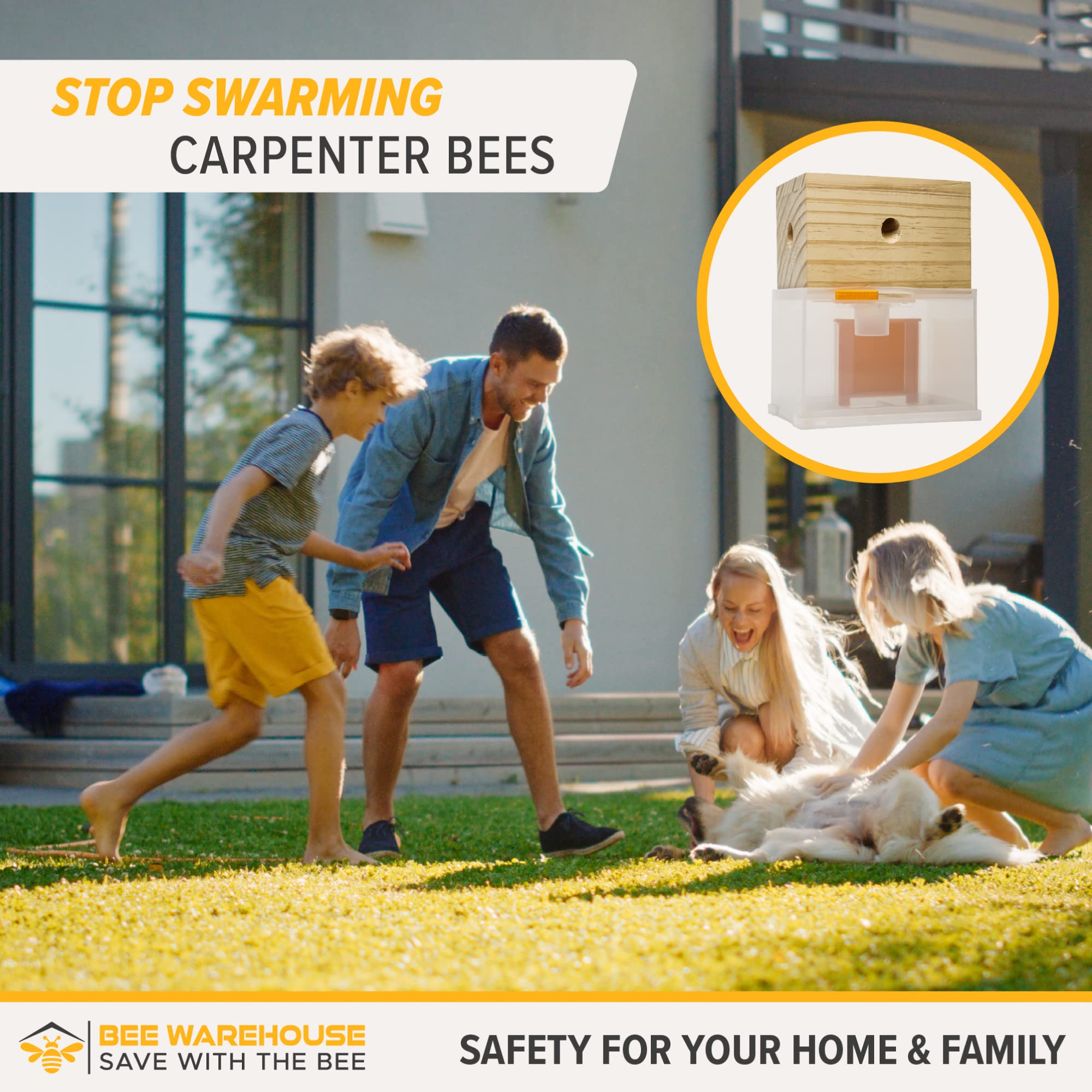 Bee Warehouse Carpenter Bee Trap dimensions display