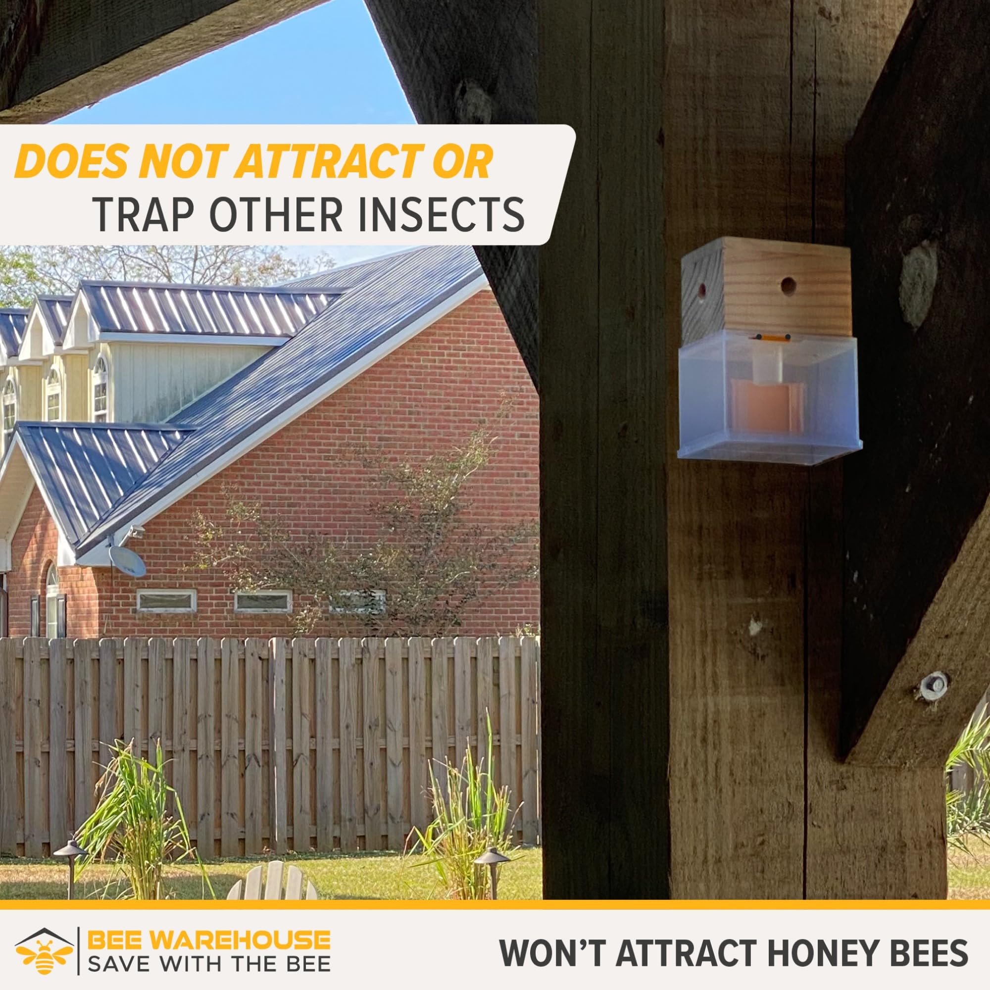 Bee Warehouse Carpenter Bee Trap outdoor installation example