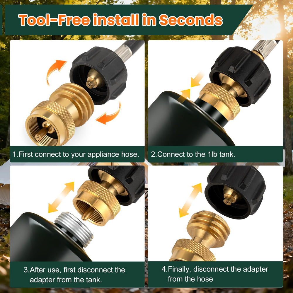 BEEDEFUL Propane Tank Adapter connected to a propane grill