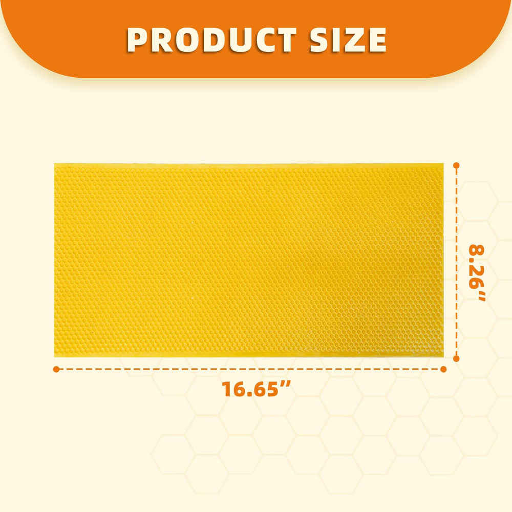 BEEINN beeswax foundation sheet showing size dimensions