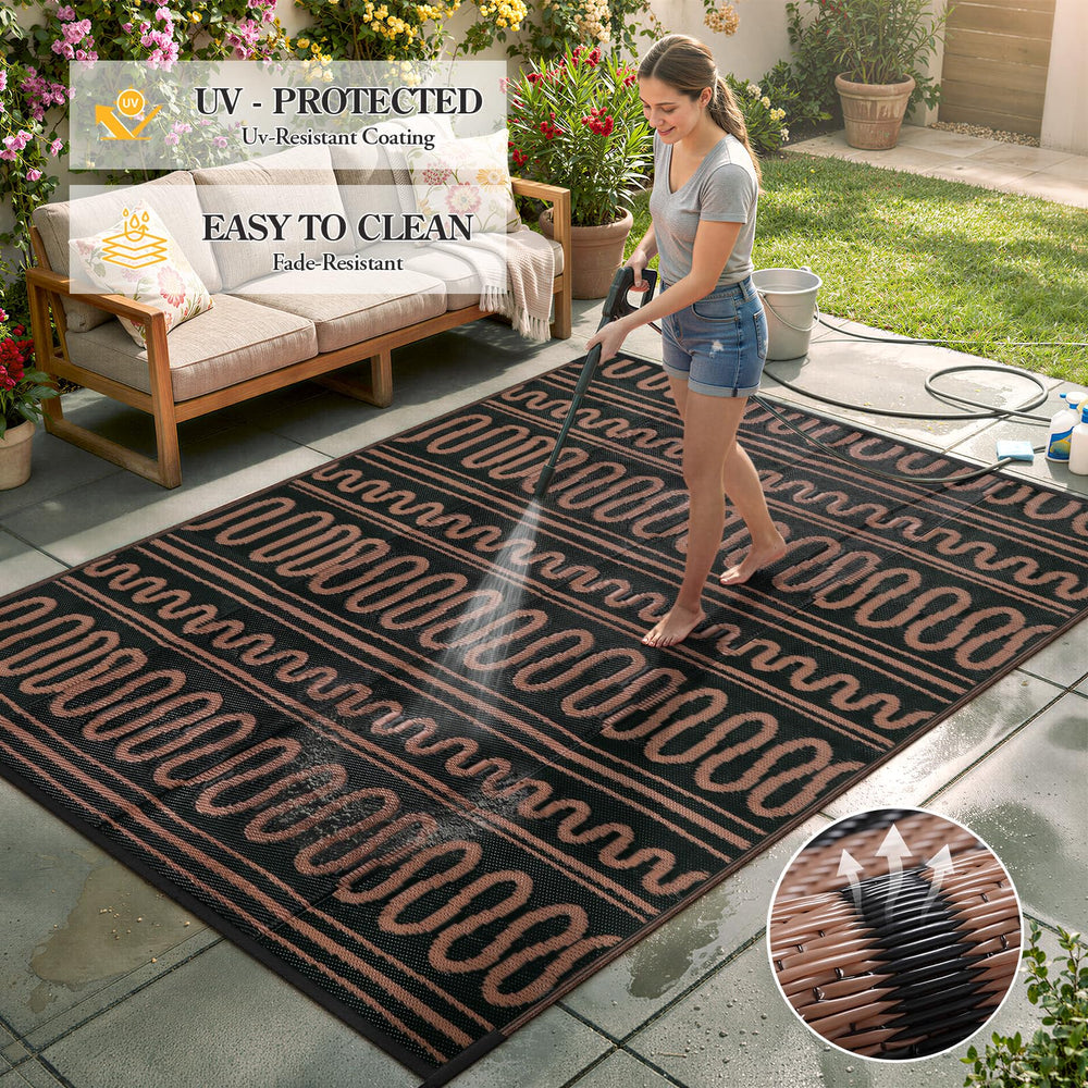 Beeiva Outdoor Rug 6x9 in use during a picnic