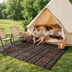 Beeiva Outdoor Rug 6x9 laid out on a patio