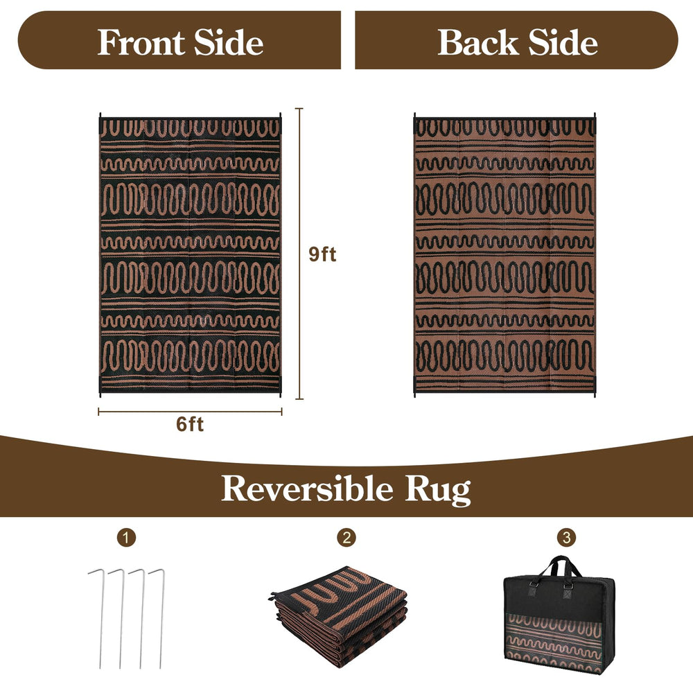 Beeiva Outdoor Rug 6x9 with sand on the surface for cleaning demonstration