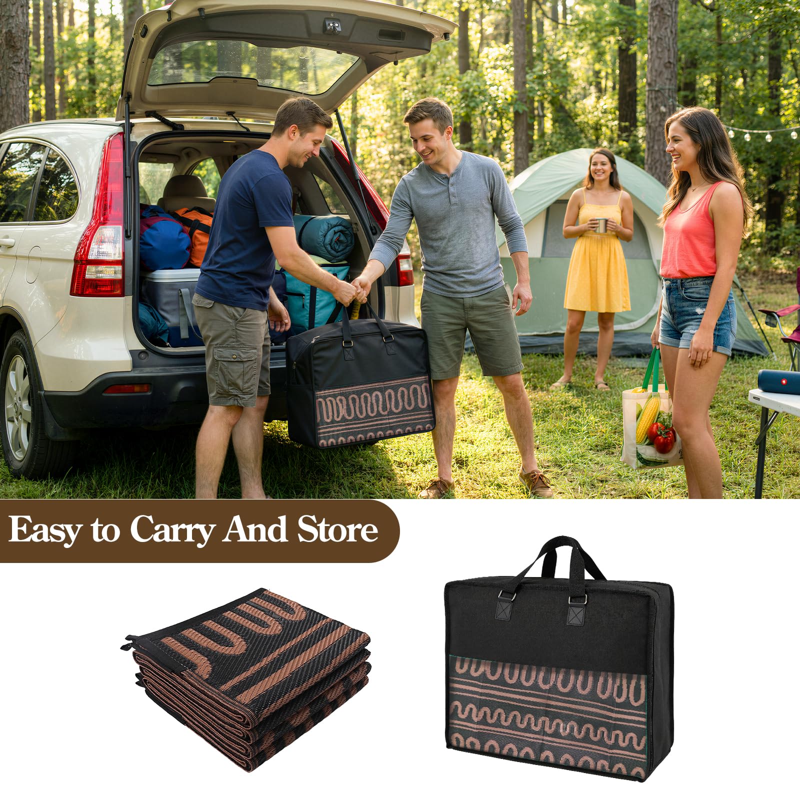 Beeiva Outdoor Rug 8x10 dimensions on packaging