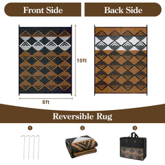 Beeiva Outdoor Rug 8x10 reversible design showcasing both patterns