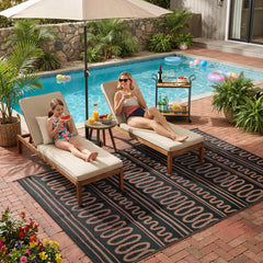 Beeiva Waterproof Outdoor Rug 6x9 black and brown striped design front view