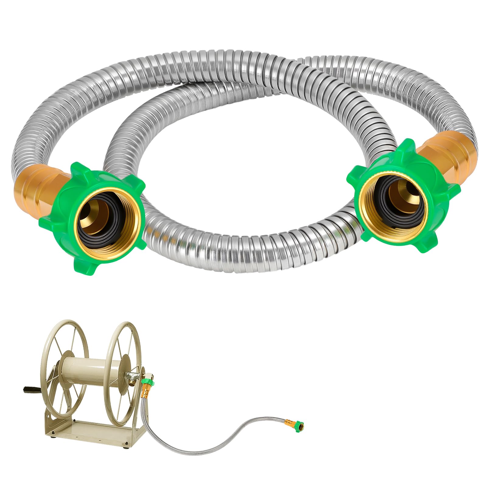 Beeplove 3ft garden hose with double female connectors, silvery